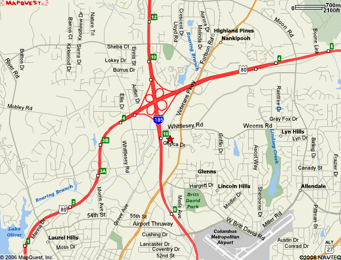 I-185 to GA Hwy 80 to Veterans Parkway, turn East